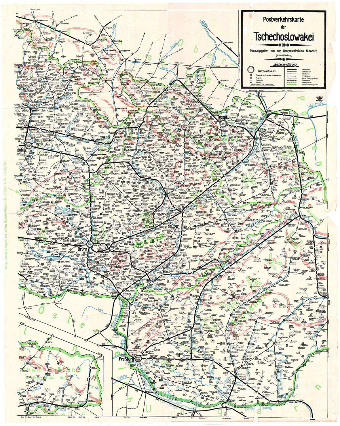 Postverkehrskarte Tschechoslowakei